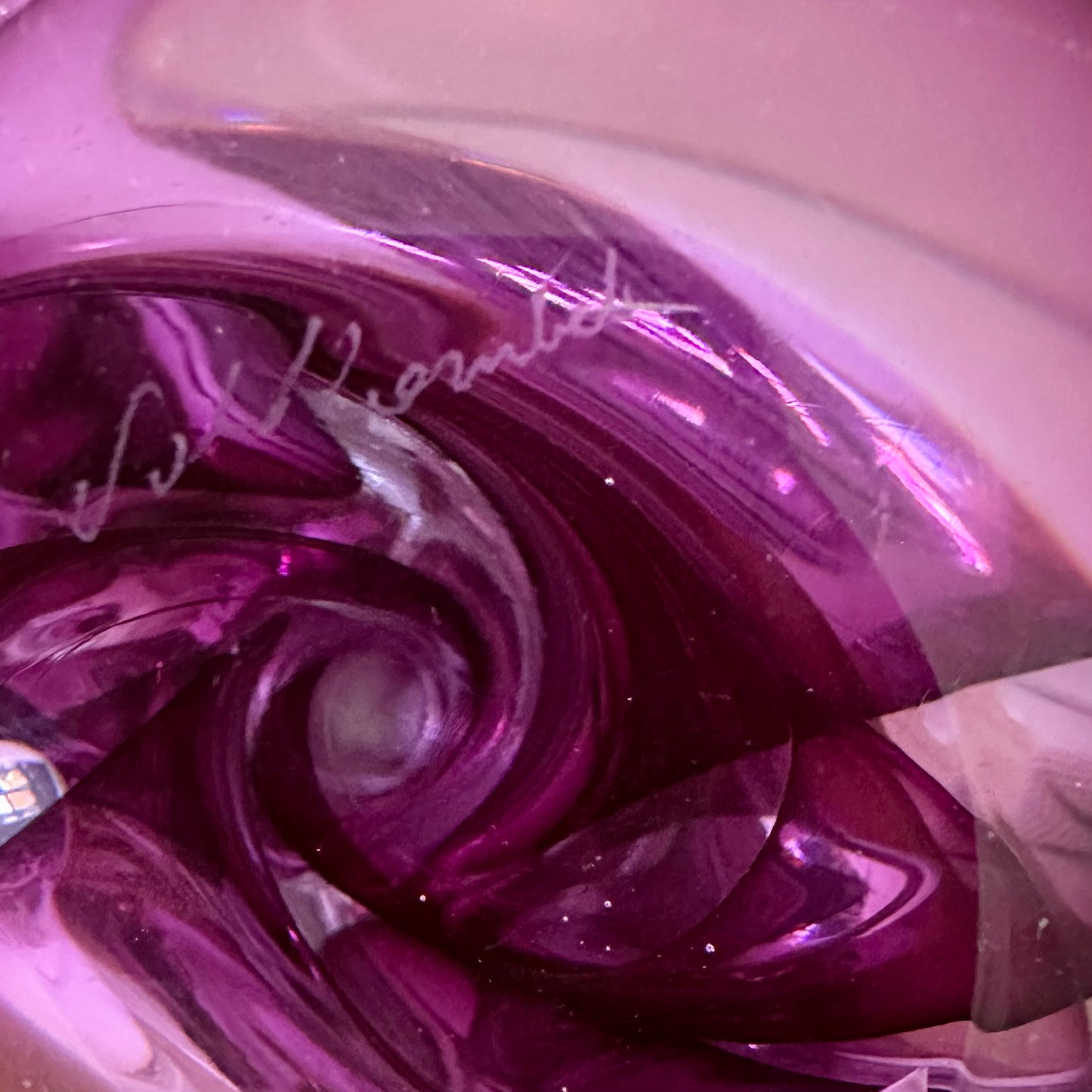 Val st Lambert purple lamp base